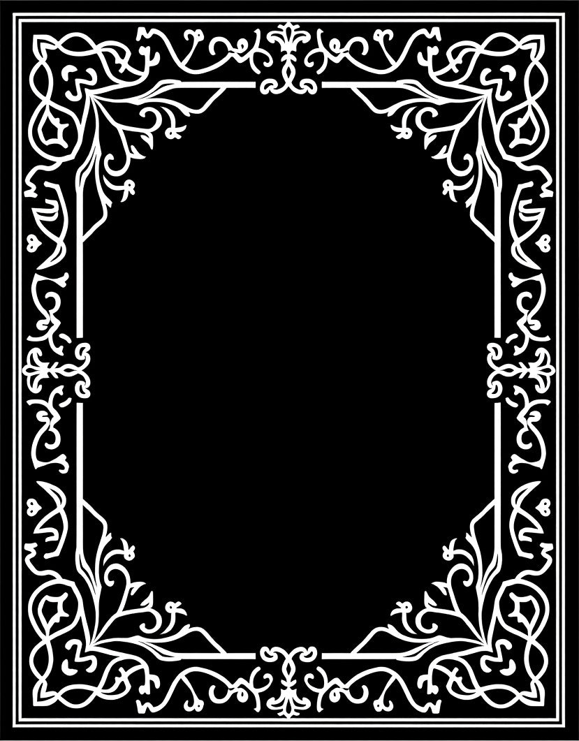 White Classic Floral Scrollwork Border Rug
