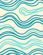 Watery Blue Wavy Lines Design Rug