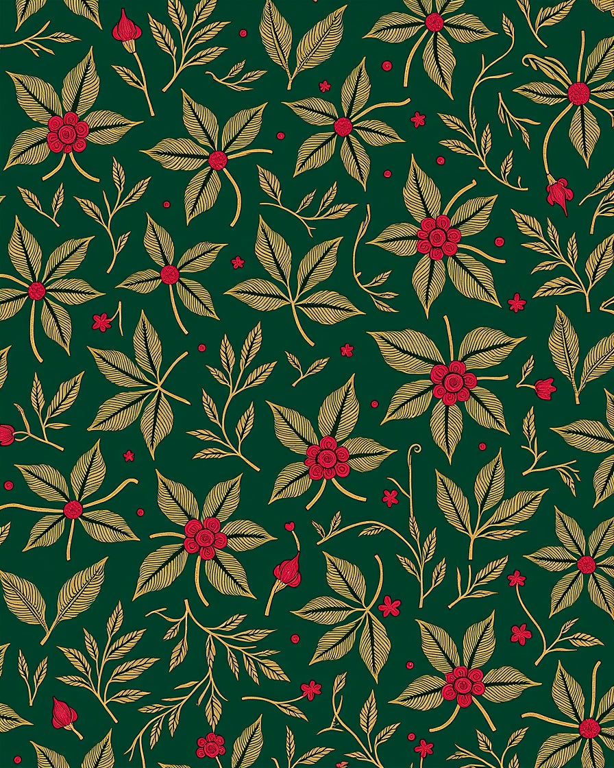 Verdant Floral Patterned Design Rug