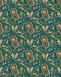 Rich Teal Organic Swirl Accents Rug