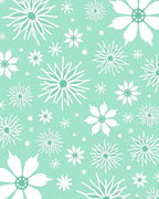Mint Green Floral Snowflake Print Rug