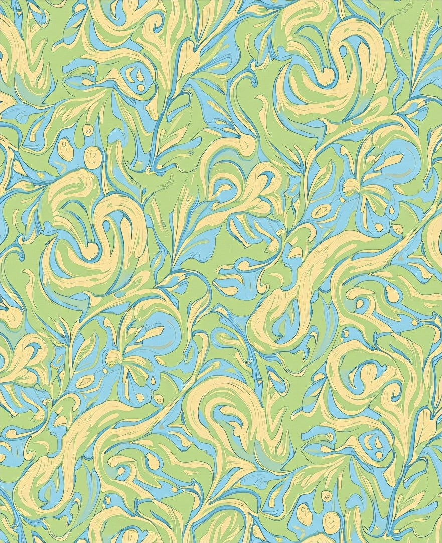 Whimsical Swirls Floral Pattern Rug