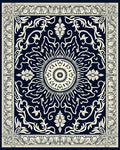 Ornate Sunburst Floral Scrollwork Design Rug