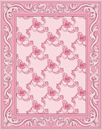 Pink Orchid Floral Baroque Framing Rug