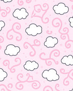 Whimsical Pink Cloud Swirl Motif Rug