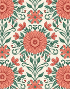 Art Nouveau Floral Leaf Pattern Rug