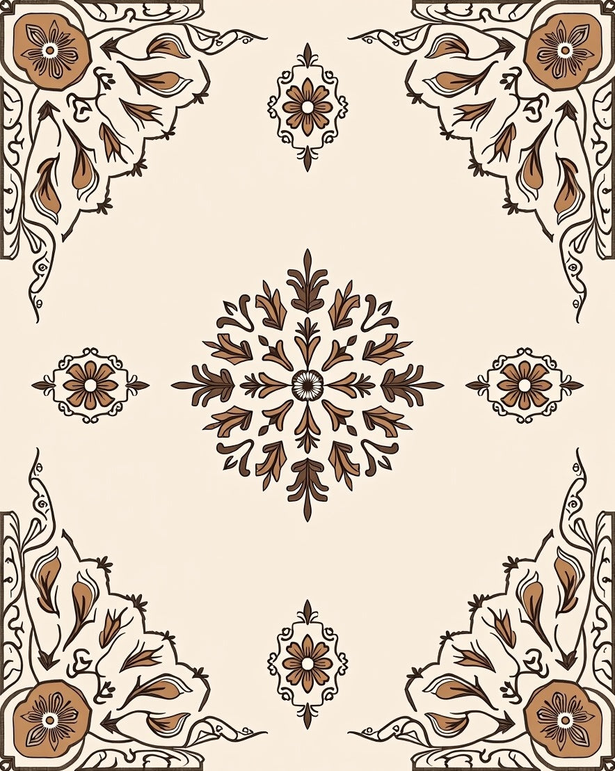 Classic Floral Medallion Border Design Rug