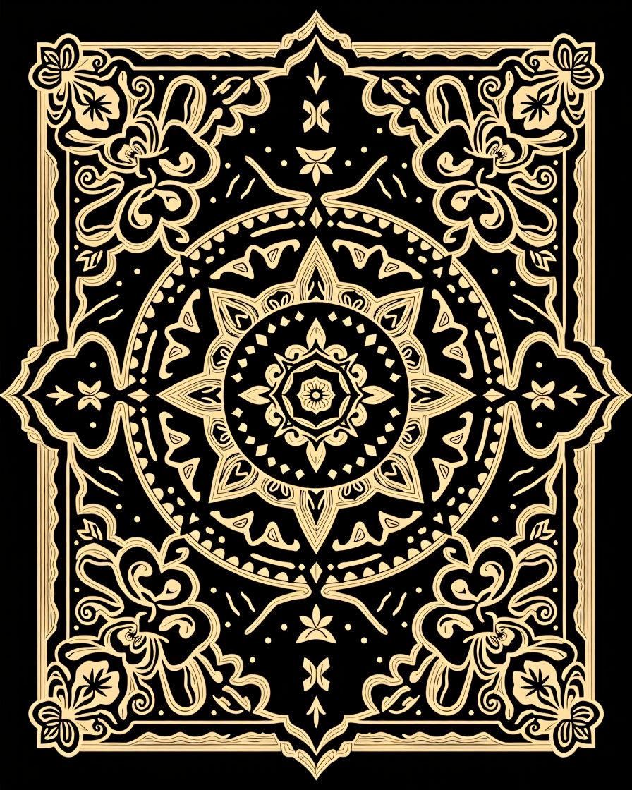 Ornate Floral Mandala Medallion Design Rug