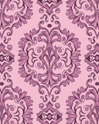 Pink Floral Scrollwork Patterned Rug