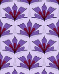 Purple Fan Floral Patterned Contemporary Rug