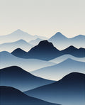 Abstract Blue Mountain Layers Rug
