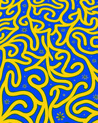 Groovy Yellow Swirls And Stars Rug
