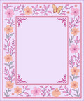 Charming Floral Butterfly Nature Border Rug