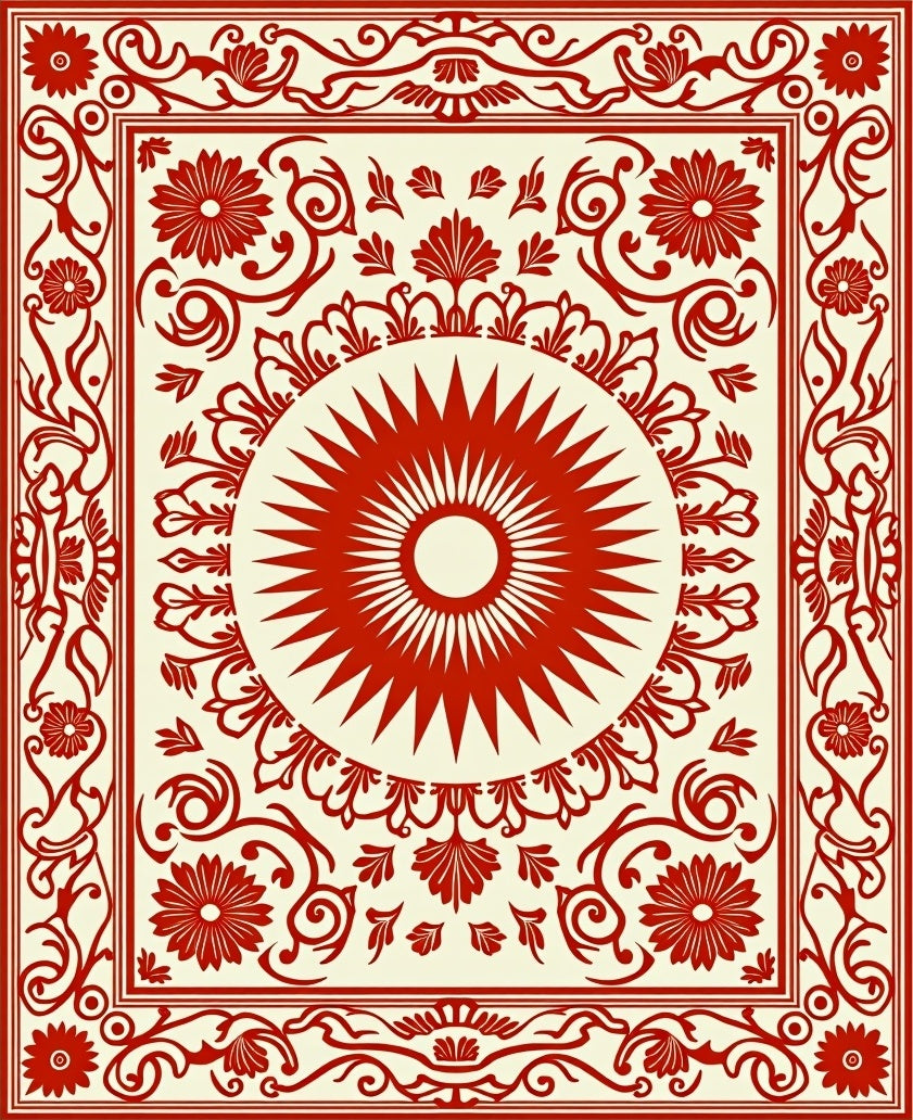 Radiant Sun Floral Border Design Rug