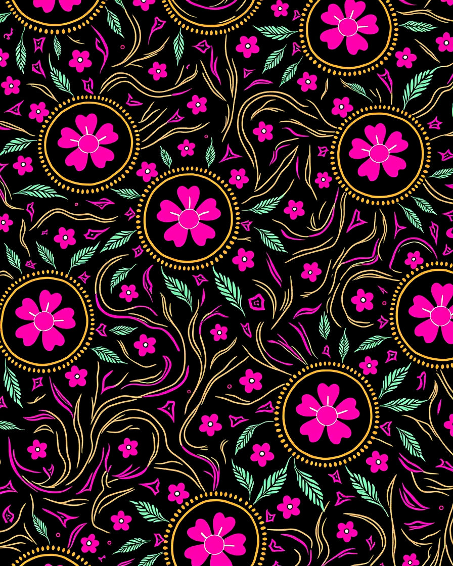 Bold Floral Pattern With Swirls Rug