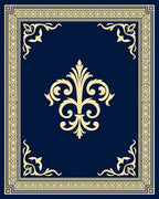 Classic Blue and Gold Fleur-de-lis Pattern Rug