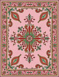 Intricate Floral Bordered Pink Pattern Rug