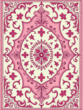 Ornate Floral Pink Damask Pattern Rug