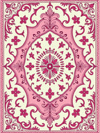 Ornate Floral Pink Damask Pattern Rug