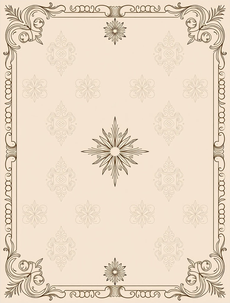 Ornate Scrollwork Repeating Floral Pattern Rug
