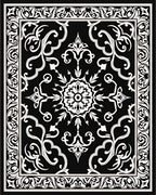 Black White Classic Floral Medallion Rug