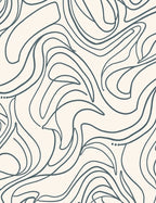 Abstract Swirl Blue Lines Rug