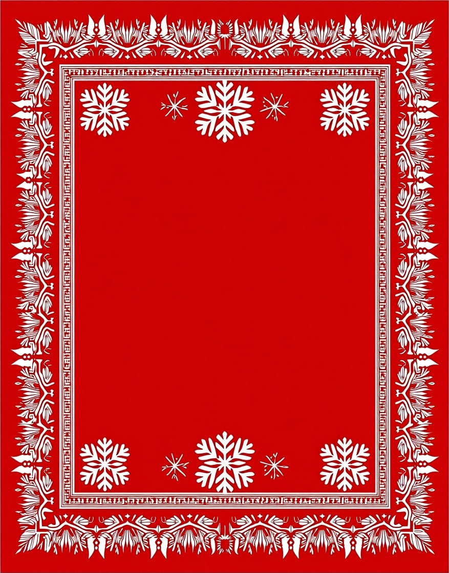 Winter Wonderland Snowflake Border Rug