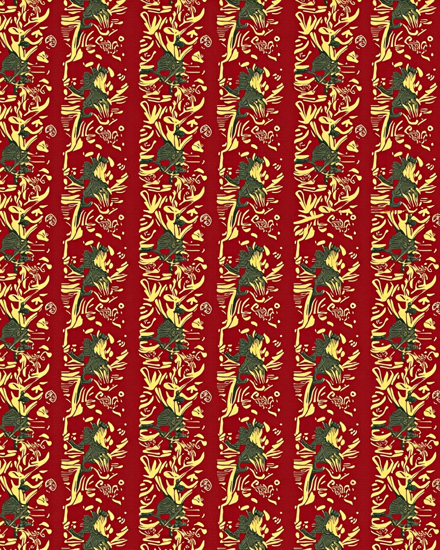 Intricate Red Gold Floral Motif Rug