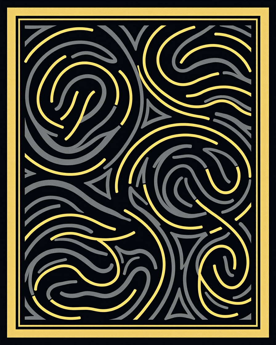 Abstract Swirls Gold Gray Pattern Rug