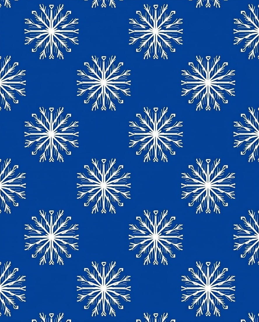 Blue White Snowflake Pattern Rug