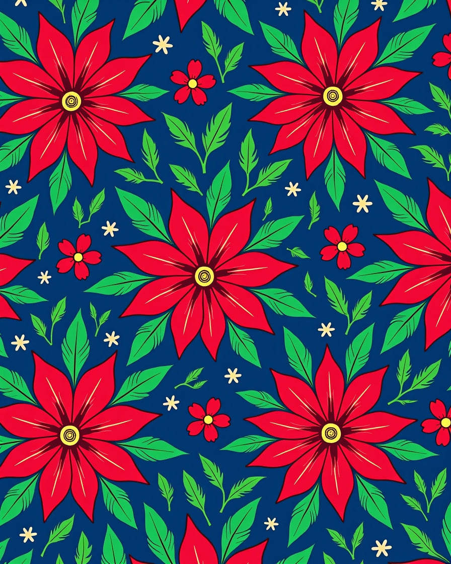 Bold Red Floral Pattern Rug