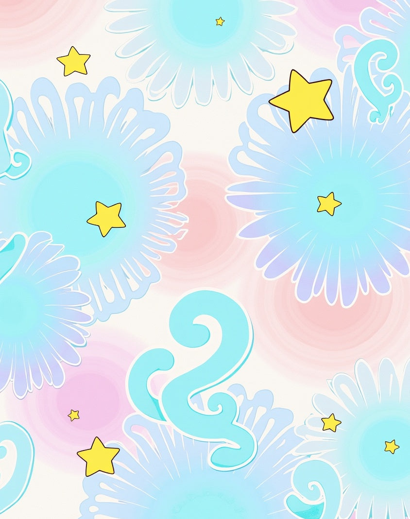 Whimsical Starburst Floral Pattern Rug