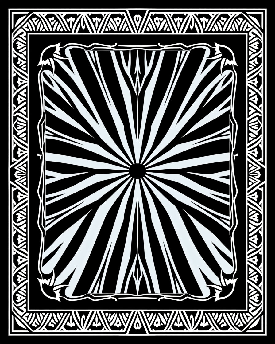 Radiating Sunburst With Geometric Border Rug
