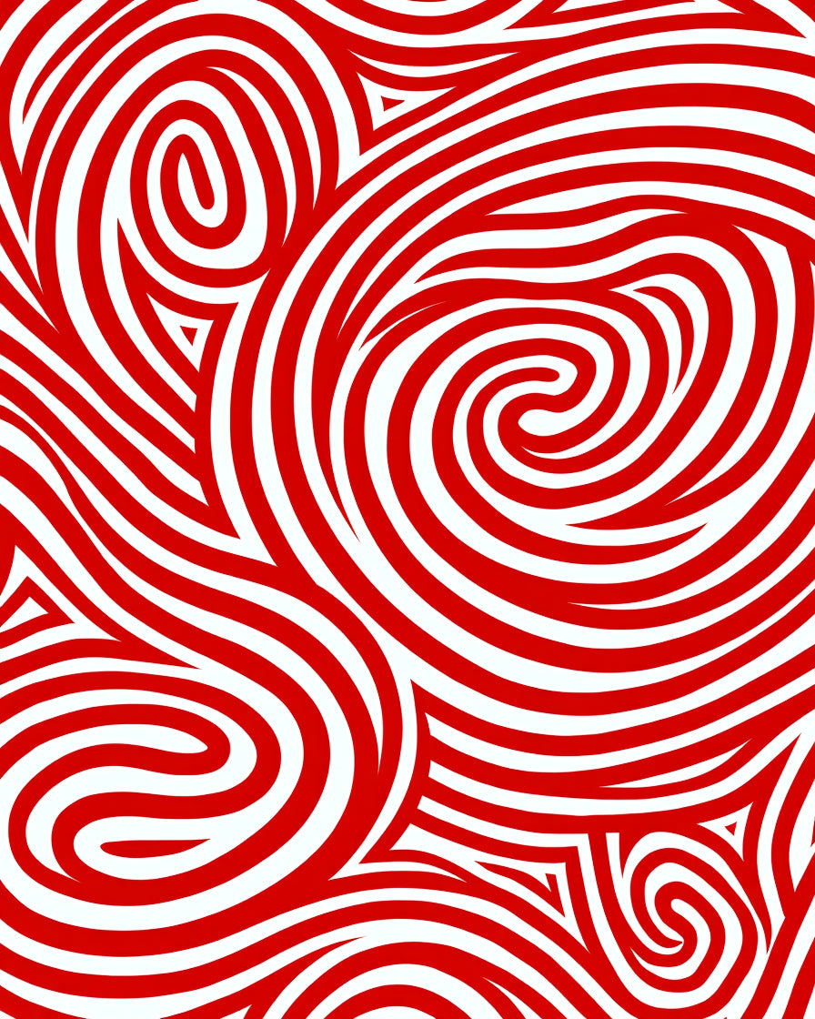 Crimson Swirls Abstract Stripe Rug