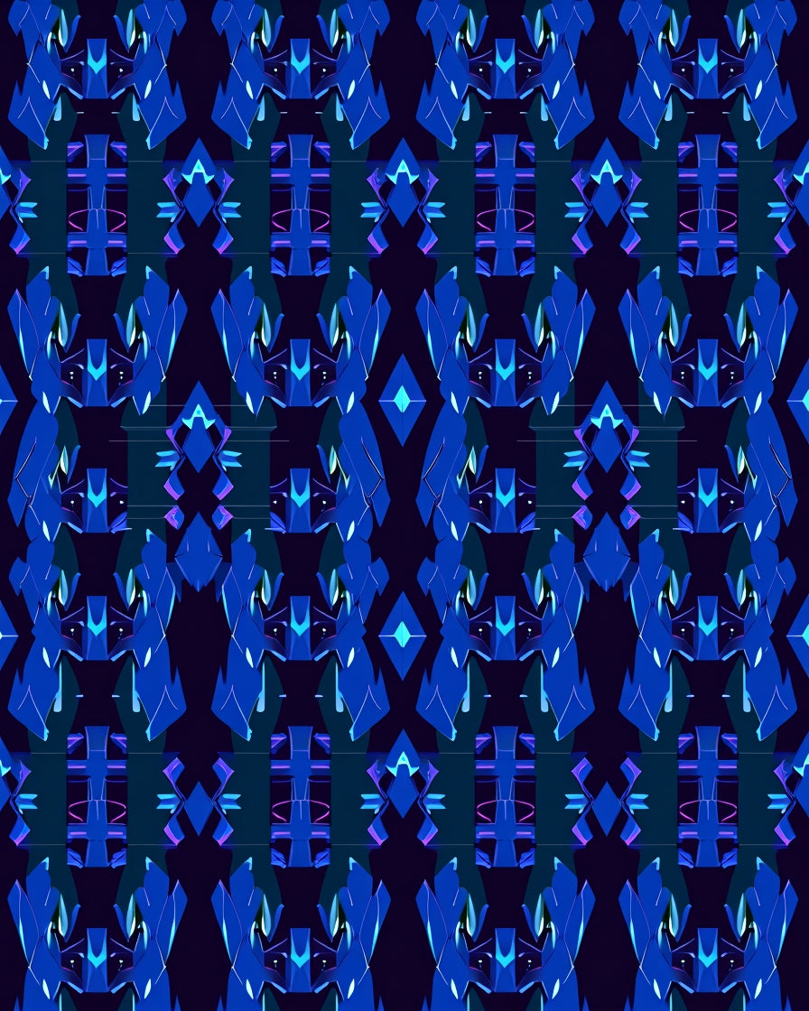 Geometric Blue Crystal Pattern Rug