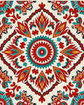 Bold Red Teal Floral Medallion Rug