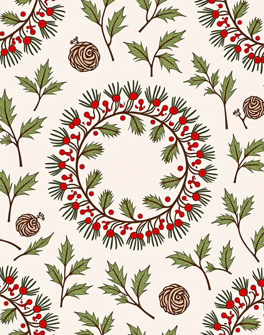 Holly Berry Festive Pattern Rug