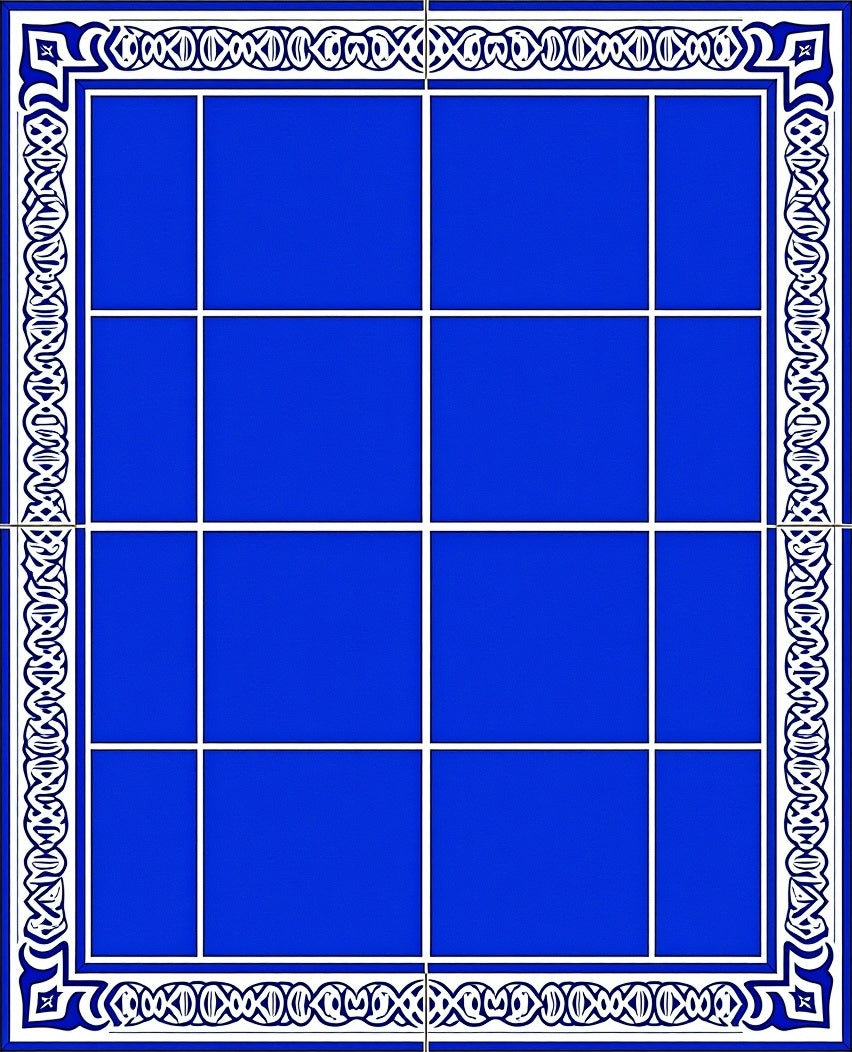 Classic Blue White Geometric Pattern Rug