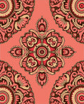 Coral Pink Floral Medallion Mandala Rug