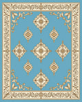 Ornamental Floral Medallion Border Design Rug