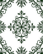 Ornate Dark Green Floral Damask Rug