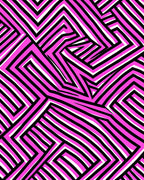 Vivid Pink Black White Geometric Pattern Rug