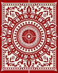 Intricate Red Floral Mandala Pattern Rug