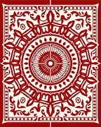 Intricate Red Floral Mandala Pattern Rug