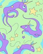 Whimsical Purple Unicorns Yellow Stars Rug