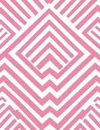 Pink White Geometric Maze Pattern Rug