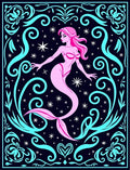 Mermaid Whimsy Floral Scroll Rug