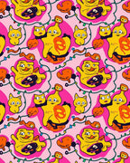 Whimsical Yellow Character And Cat Print Rug