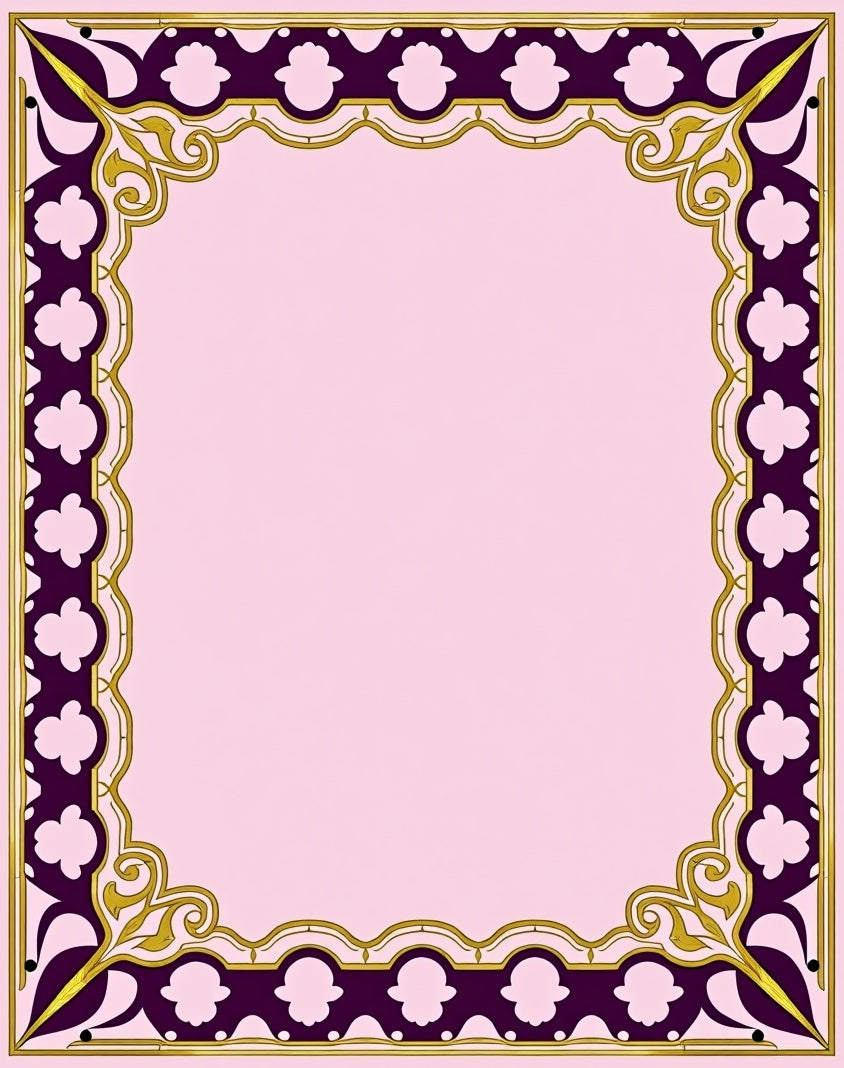 Regal Purple Gold Floral Border Design Rug