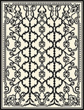 Ornate Black Cream Scrollwork Rug